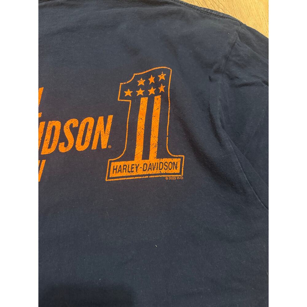 Harley Davidson Capitol Lansing MI Pocket T Shirt Mens XL Blue Motorcycle Biker - Picture 5 of 5